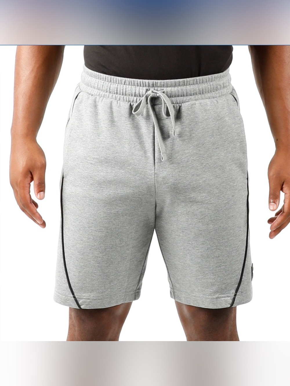 Puma Men's Light Gray Athletic Drawstring Shorts with Black Trim